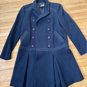 Love Moschino Navy Blue Pleated Peacoat